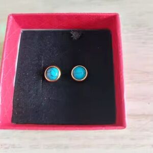 Arizona Natural Turquoise and Gold Stud Earrings